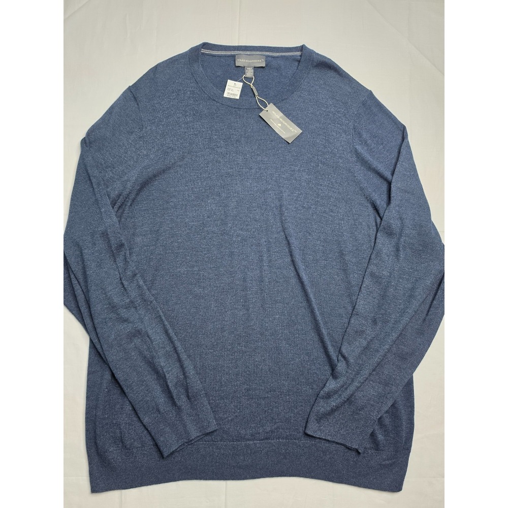 Wilke-Rodriguez Sweater Men's 4XLT Blue Cotton Tight Knit Long Sleeve Pullover